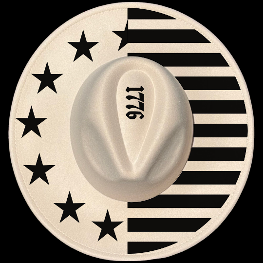 1776 Flag design on a wide brim hat