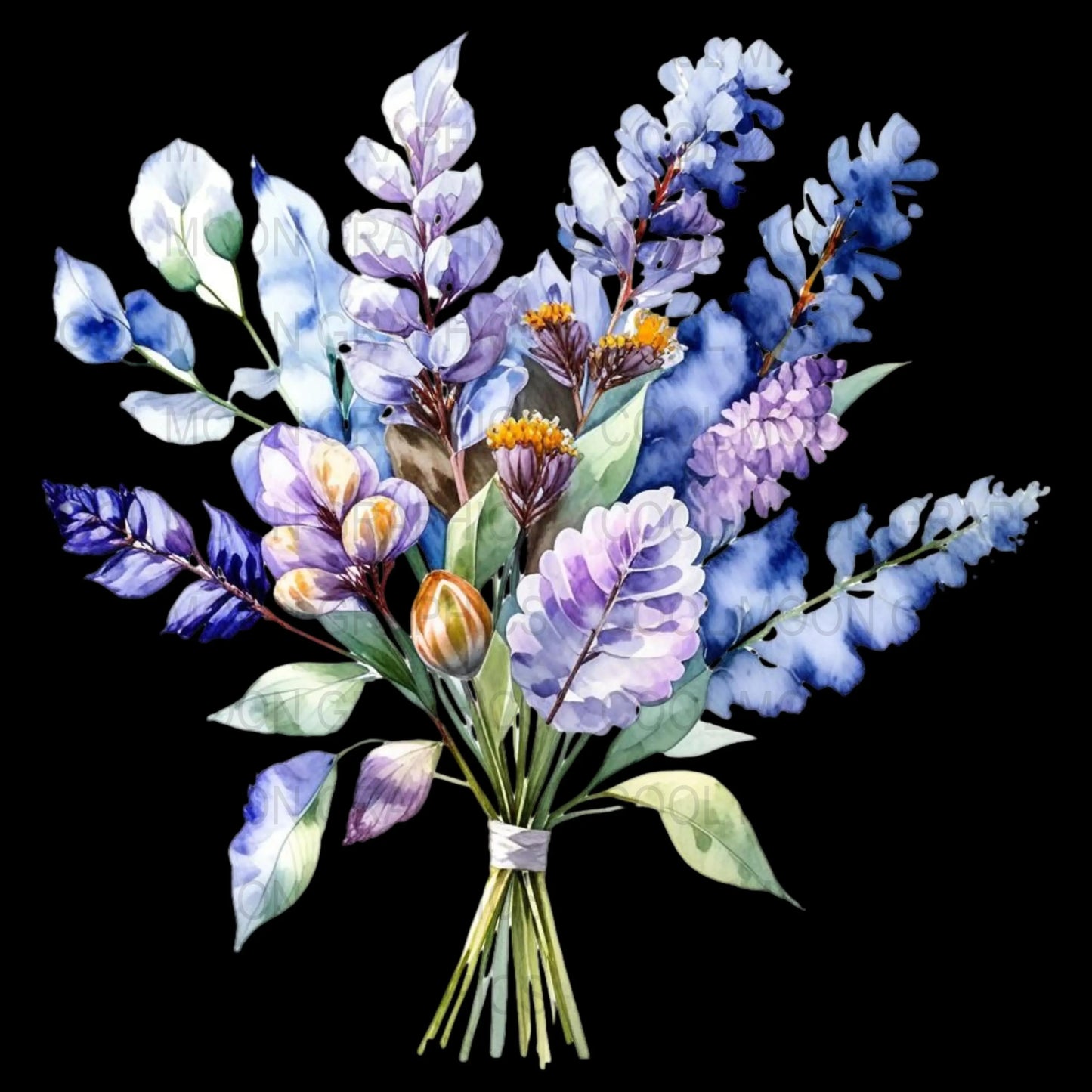 10 Blue Floral Bouquets Graphic Design PNG