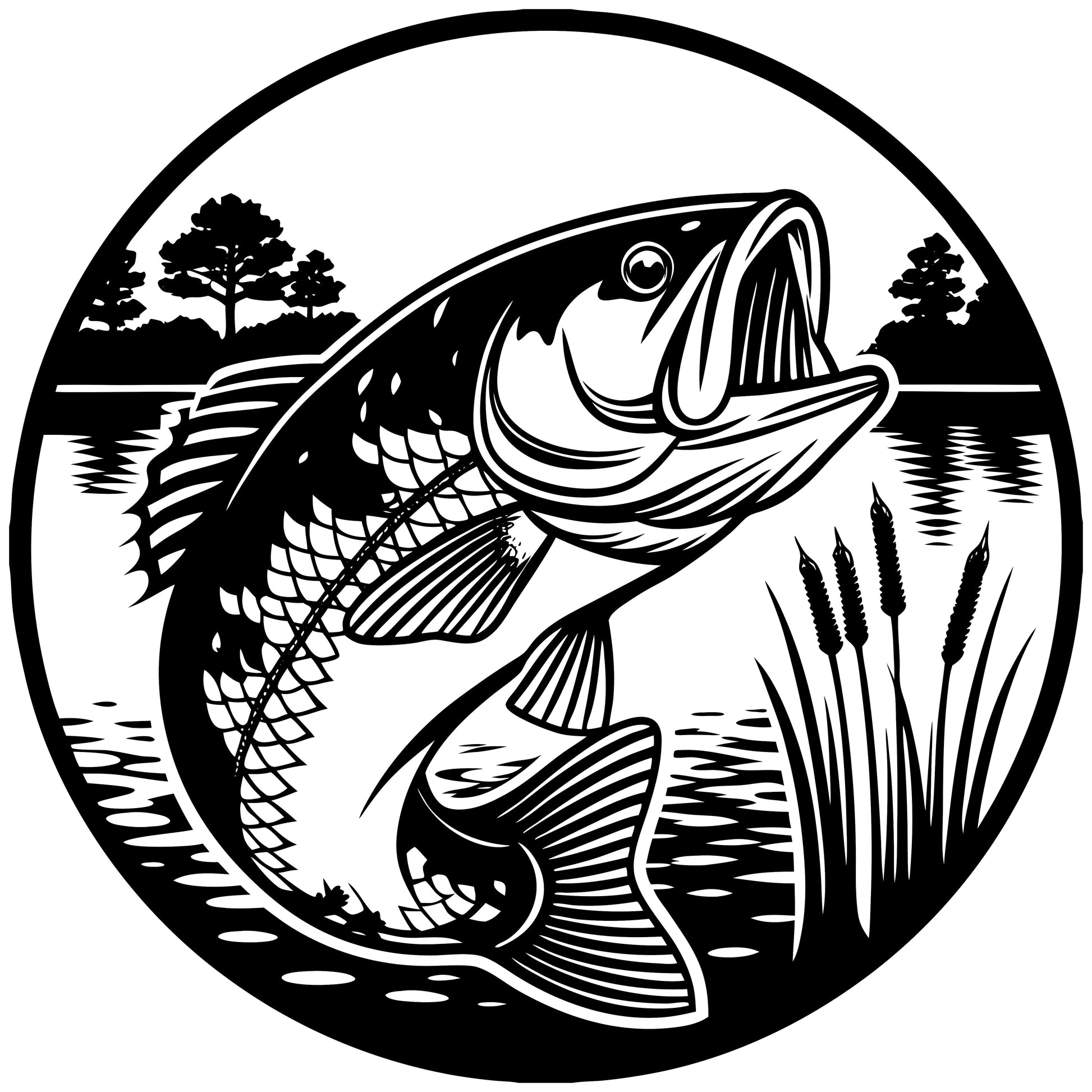 Bass Fish Lake SVG digital design