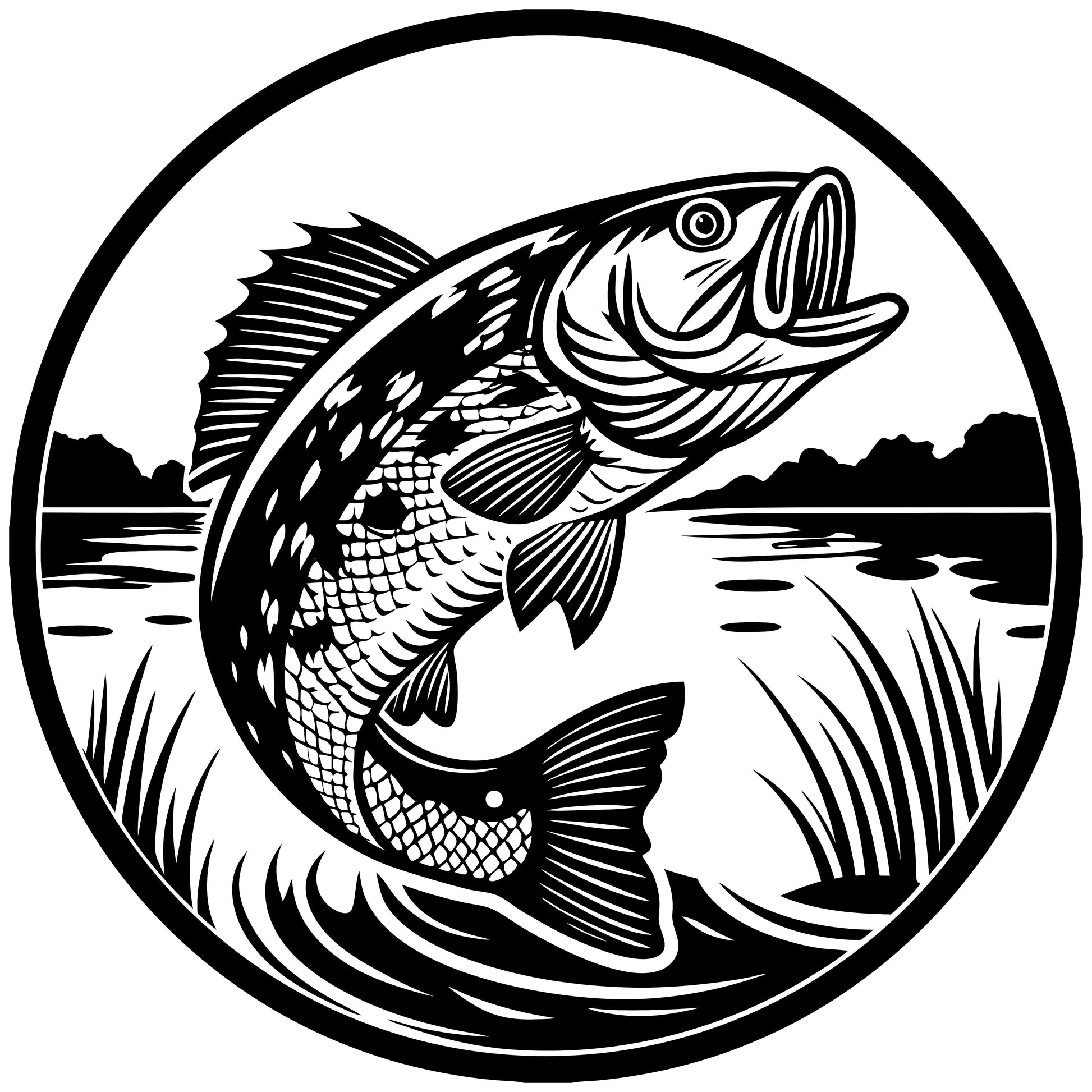 Bass Fish Leaping Laser Ready SVG Digital Design