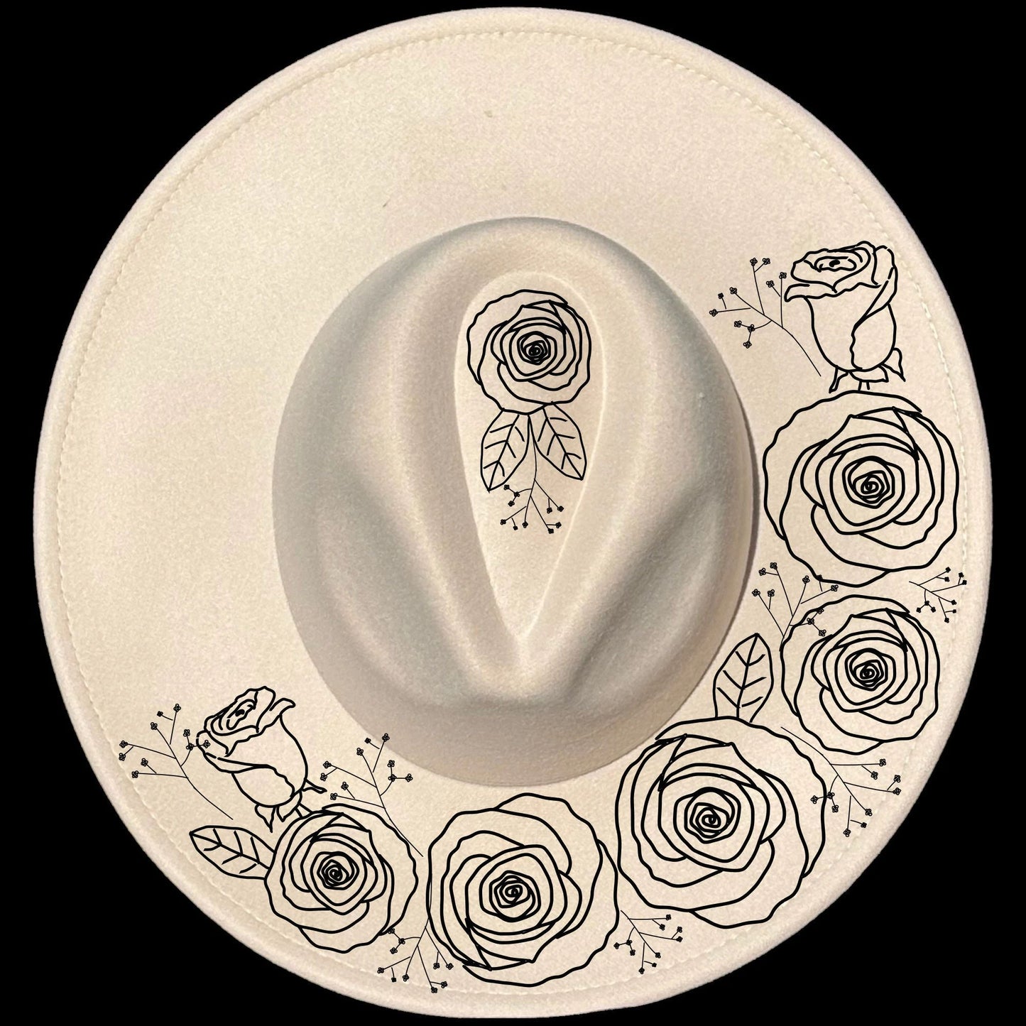 Bridal Rose Wide Brim Hat Burning Design SVG PNG