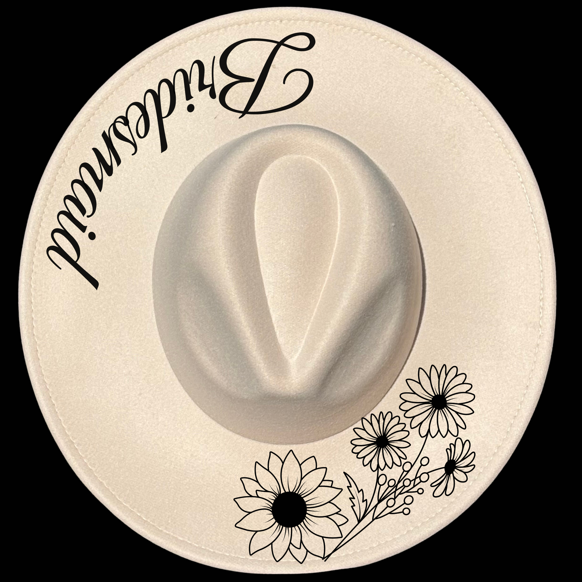 Bridesmaid design on a wide brim hat