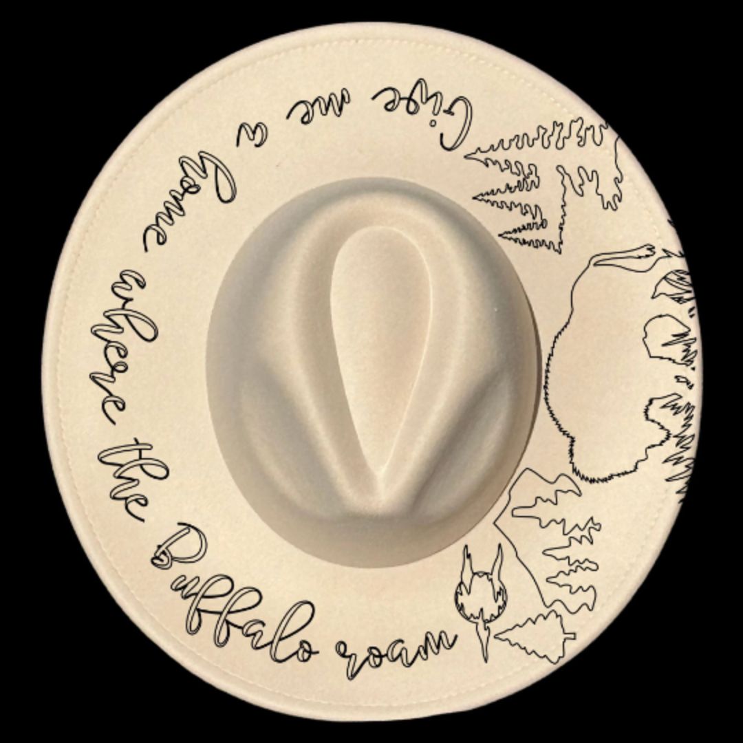 Where The Buffalo Roam trace design for wide brim hats