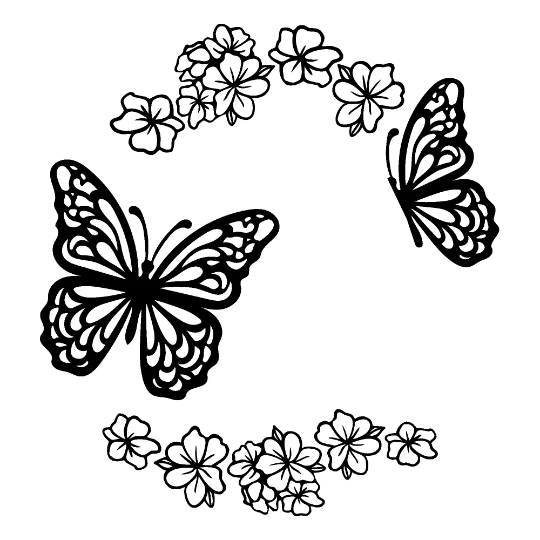 Butterfly and Flowers hat burning design