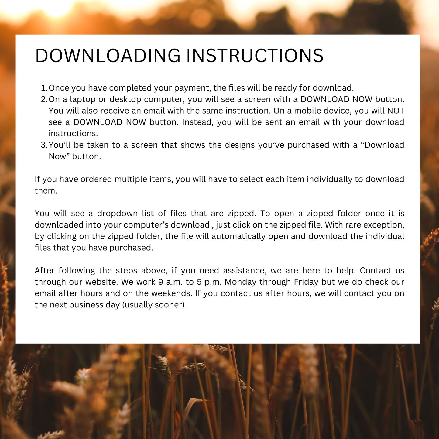 Downloading instructions