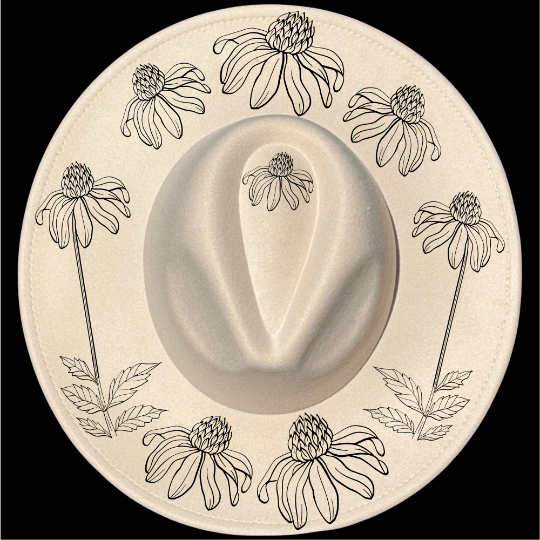 Coneflower Design on a wide brim hat