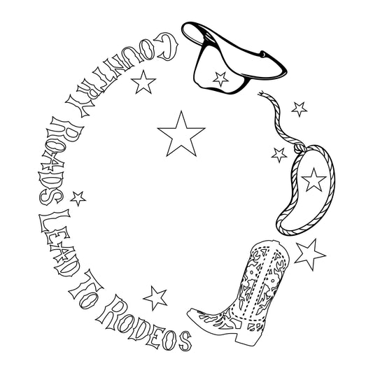 Country Roads Lead To Rodeos hat burning design