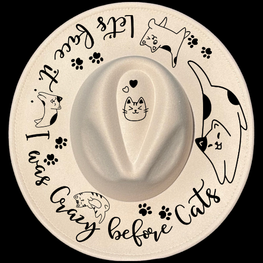 Crazy Cat Lady design on a wide brim hat