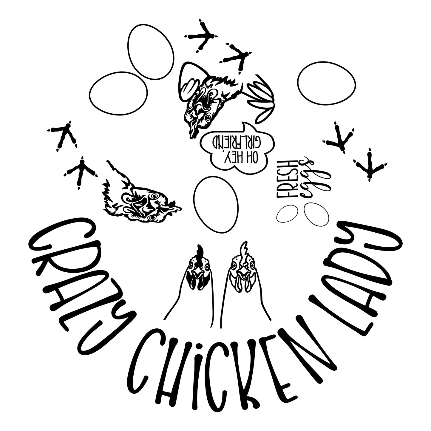 Crazy Chicken Lady Wide Brim Hat Burning Design SVG PNG