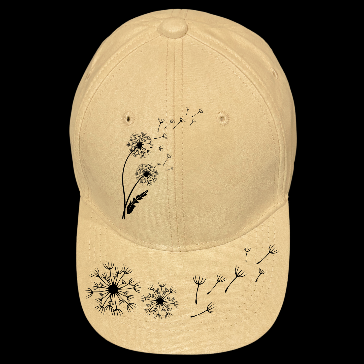 Dandelion design on a baseball cap