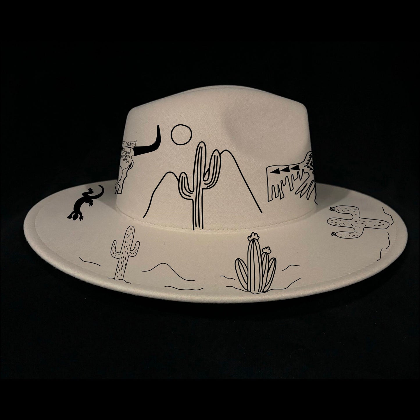Desert Crown Wide Brim Hat Burning Design SVG PNG