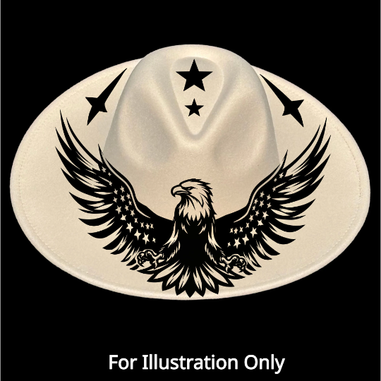 Eagle traceable design on a wide brim hat