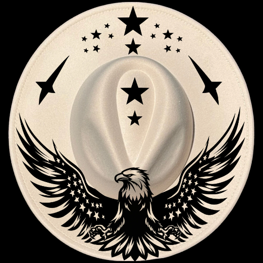 Eagle design on a wide brim hat