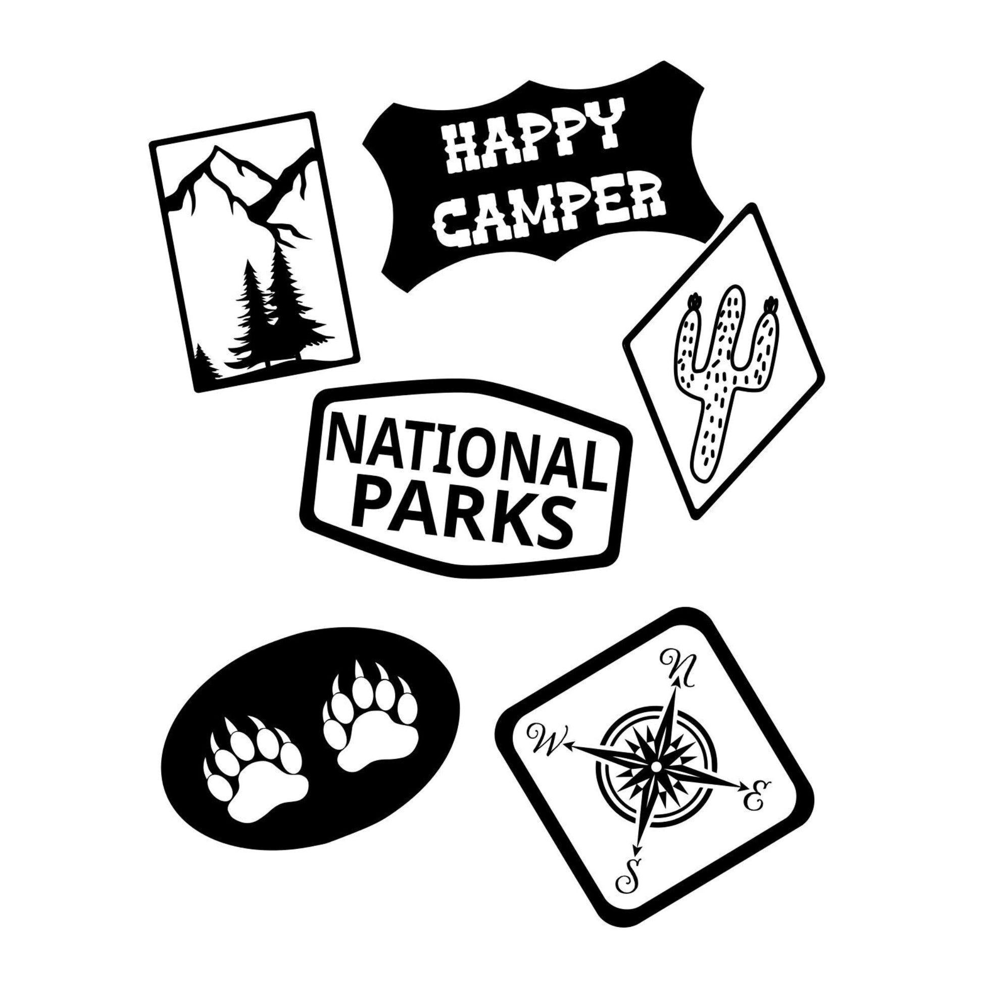 Faux Camping Patch hat burning design for baseball hats.