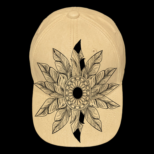 Feather Fan design on a baseball cap