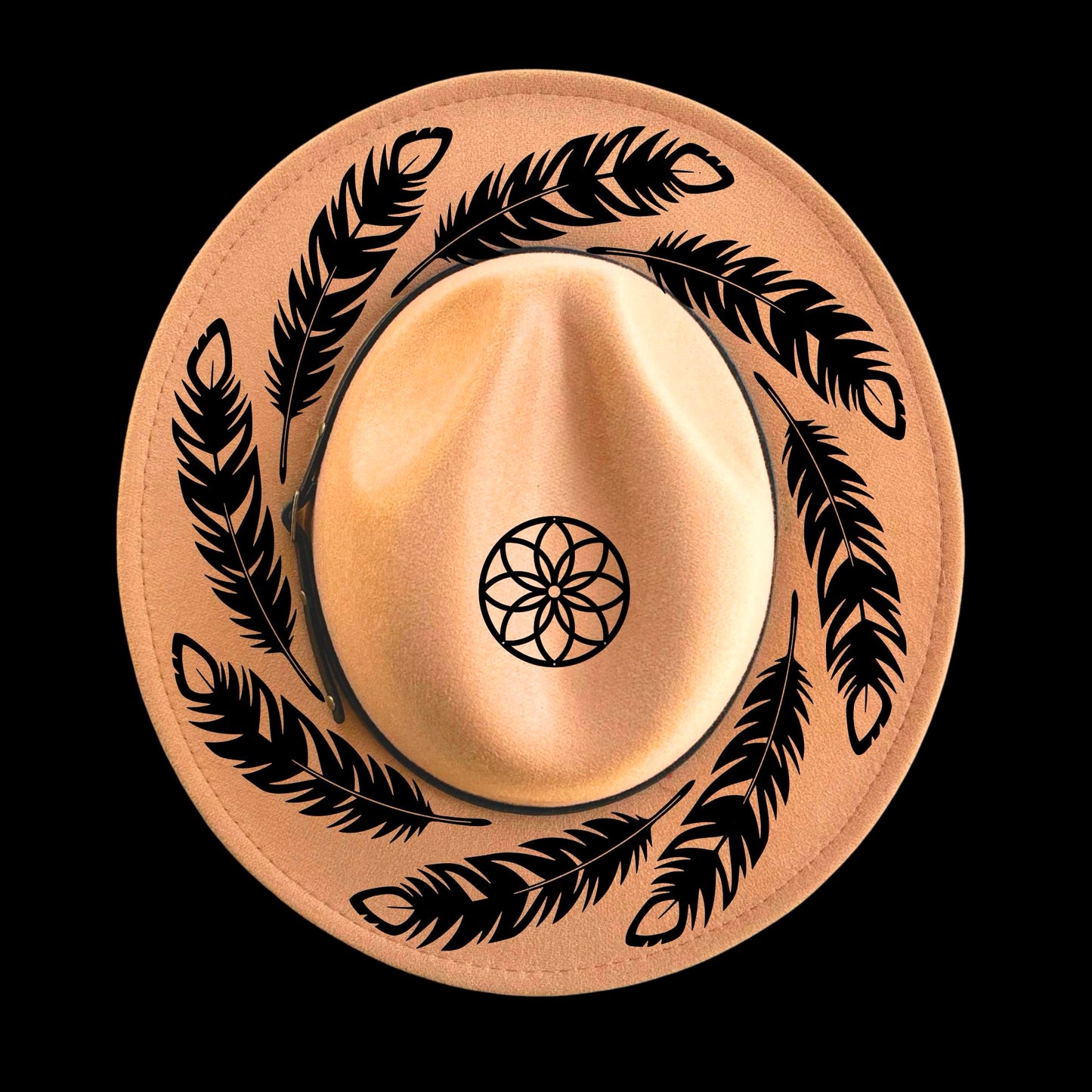 Feather Dreamcatcher Narrow Brim Hat Burning Design SVG PNG