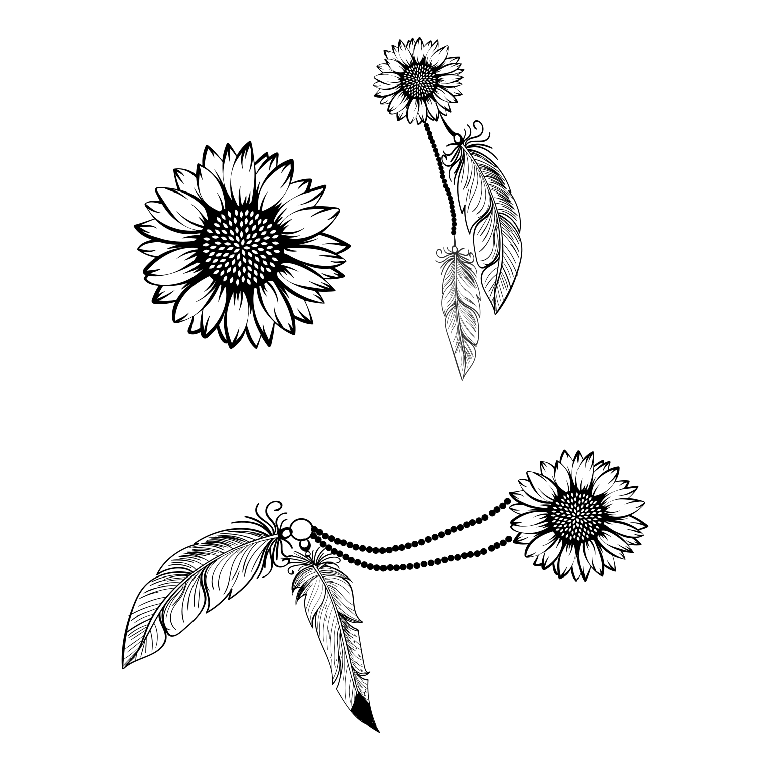 Feathers And Sunflowers baseball cap hat burning design