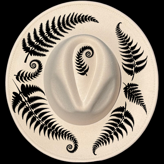 Fern Fronds design on a wide brim hat