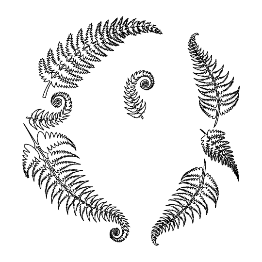 Fern Fronds traced design on a wide brim hat
