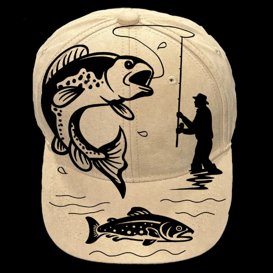 Fishing Man design on a baseball cap