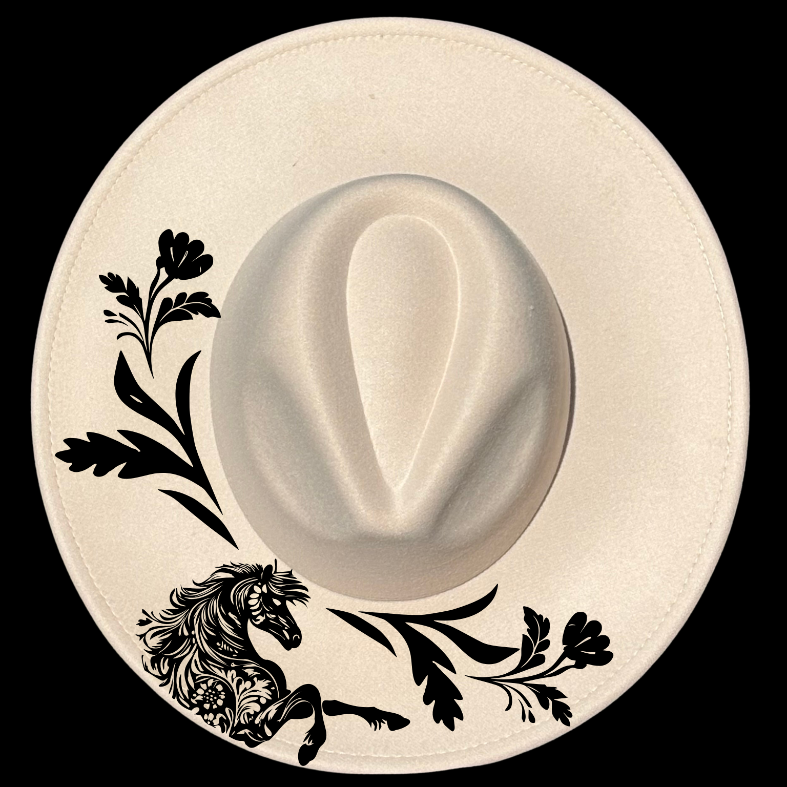 Floral Horse design on a wide brim hat