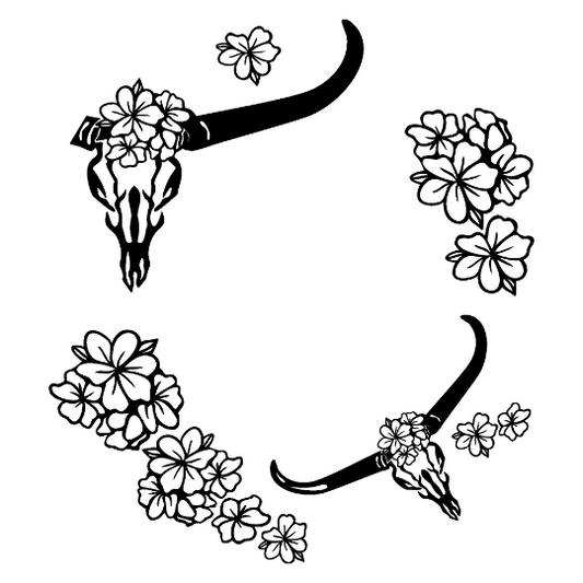 Floral  Skull hat burning design