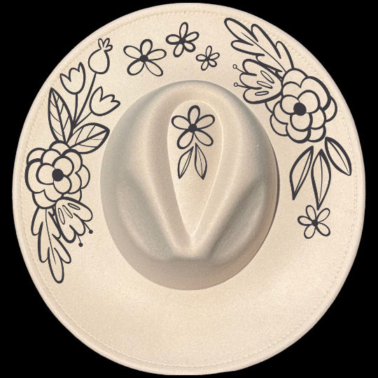 Floral Arch design on a wide brim hat