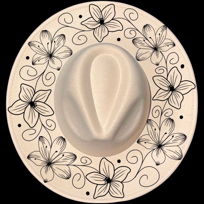 Flower Ring design on a wide brim hat