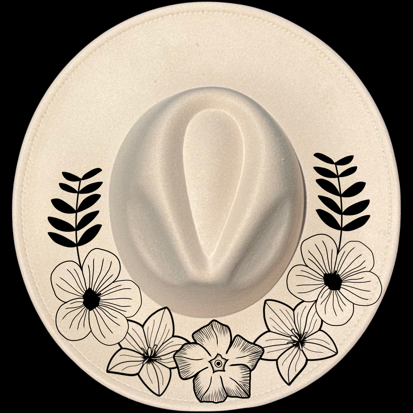 Floral Wreath design on a wide brim hat