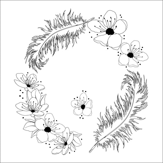 Flowers And Feathers Wide Brim Hat Burning Design SVG PNG