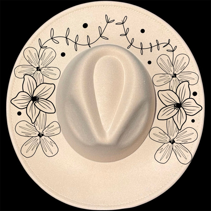 Flowers On Flowers design on a wide brim hat