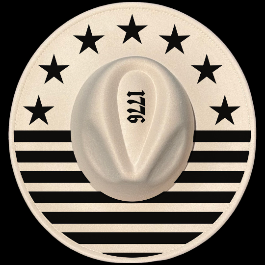 Half Stars And Strips design on a wide brim hat