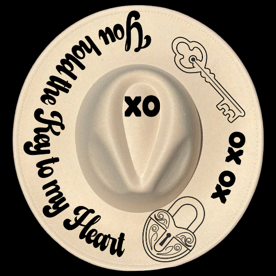You Hold The Key To My Heart design on a wide brim hat
