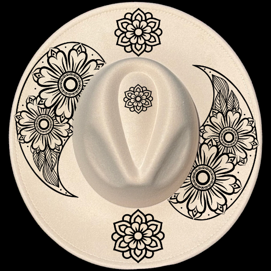 Henna Flower Paisley on a wide brim hat