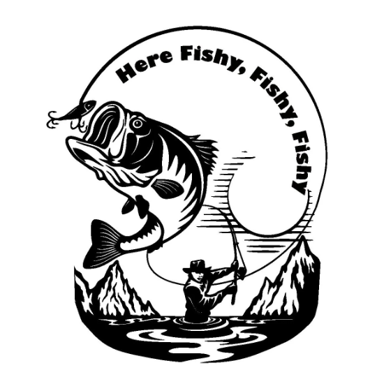 Here Fishy baseball hat burning design