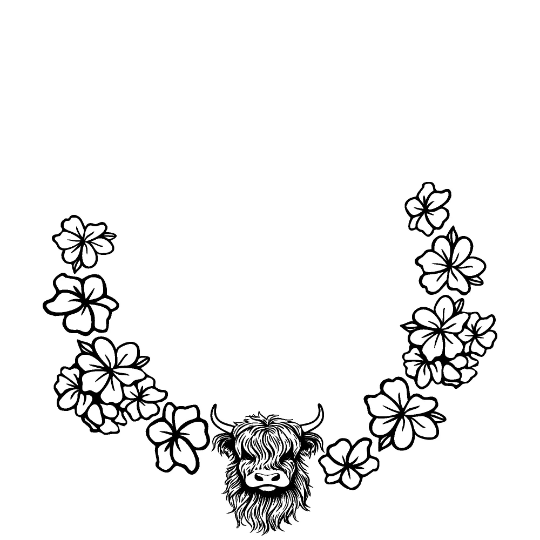 Highland Cow hat burning design