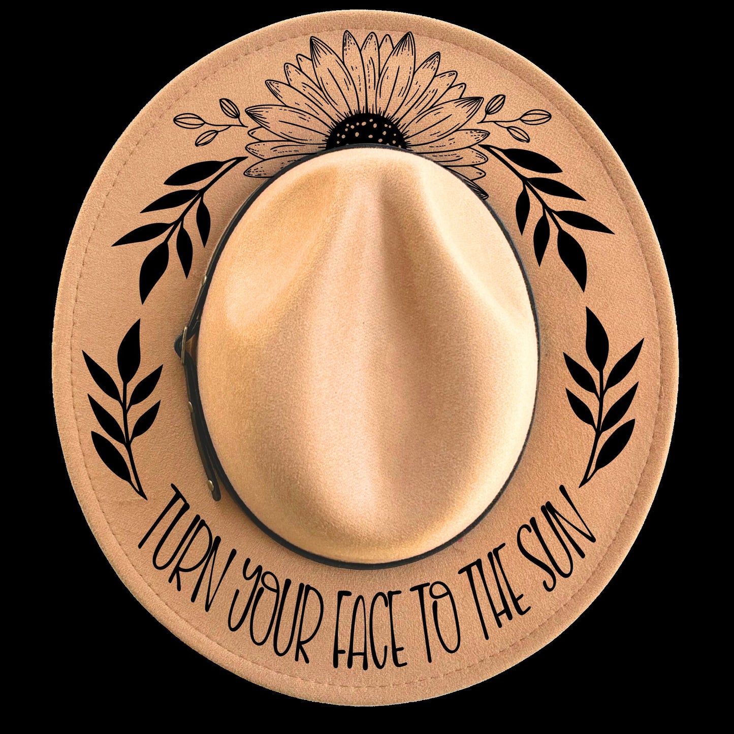 Turn Your Face To The Sun design on a narrow brim hat