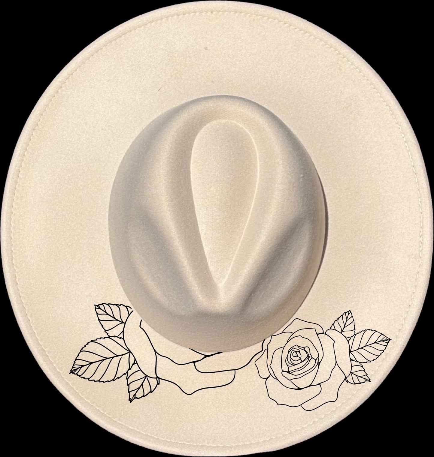 Double Rose Traceable Wide Brim Hat Burning Design