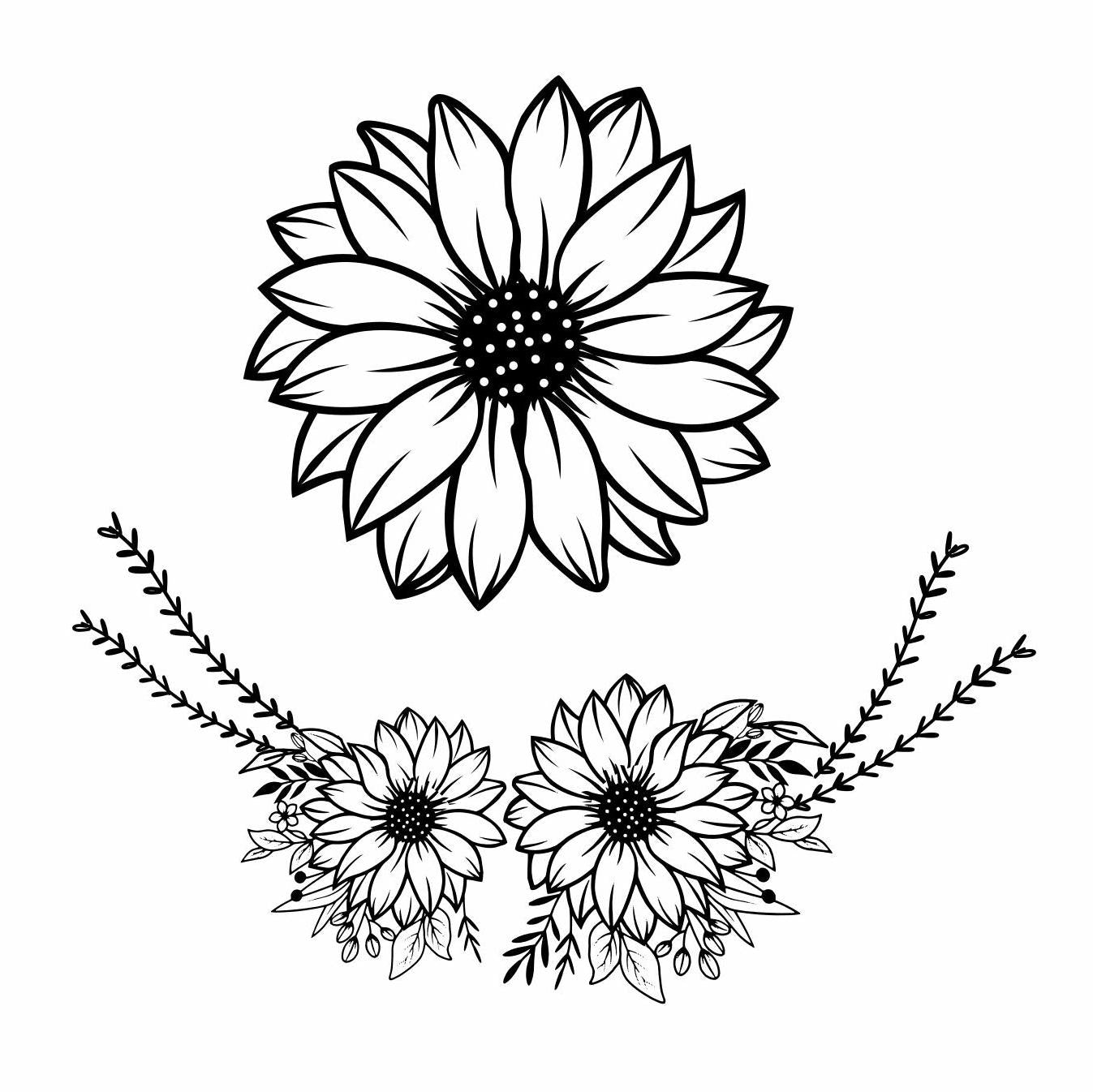 Sunflower Bouquet hat burning design for baseball hats