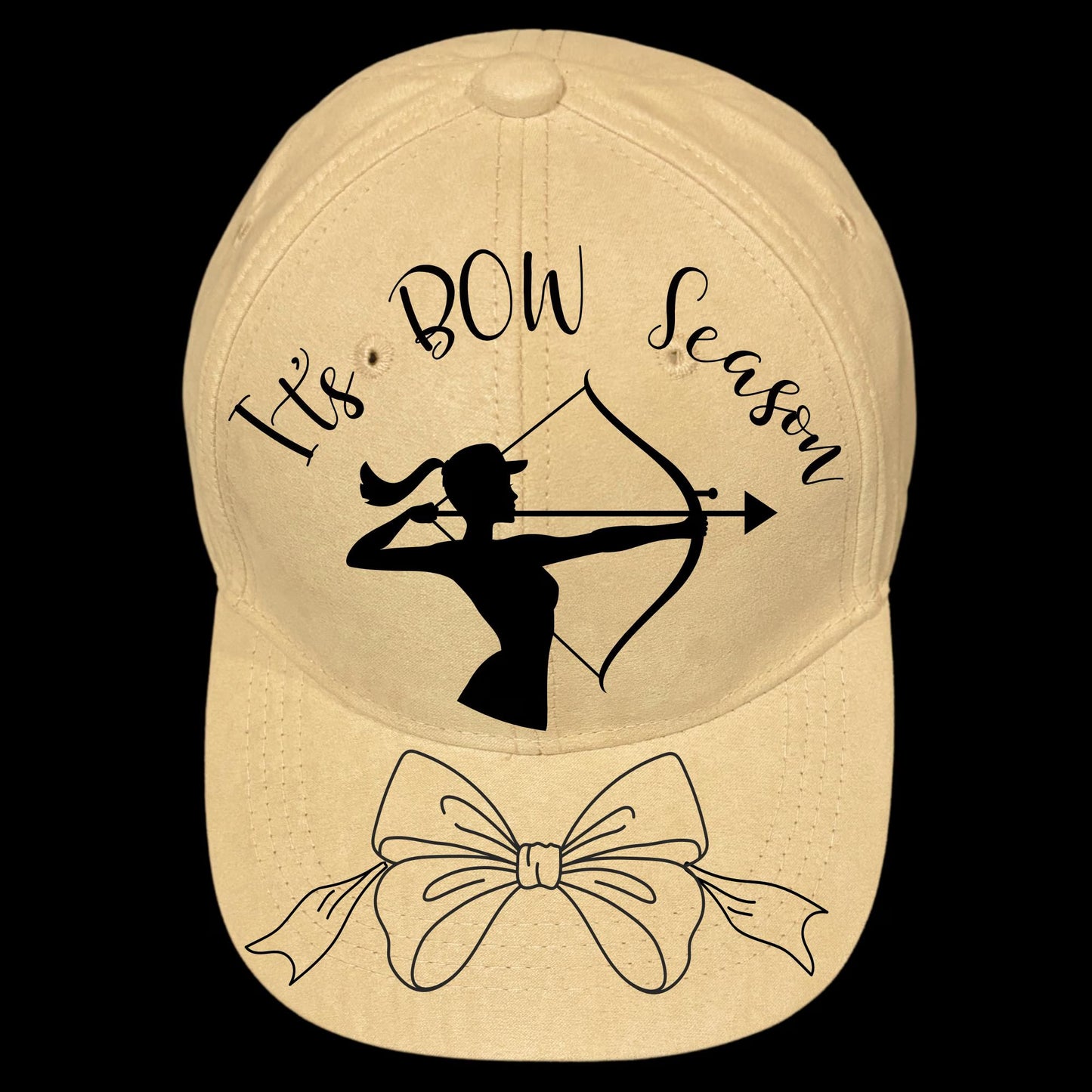 It’s BOW Hunting Season burned hat burning design on a baseball cap