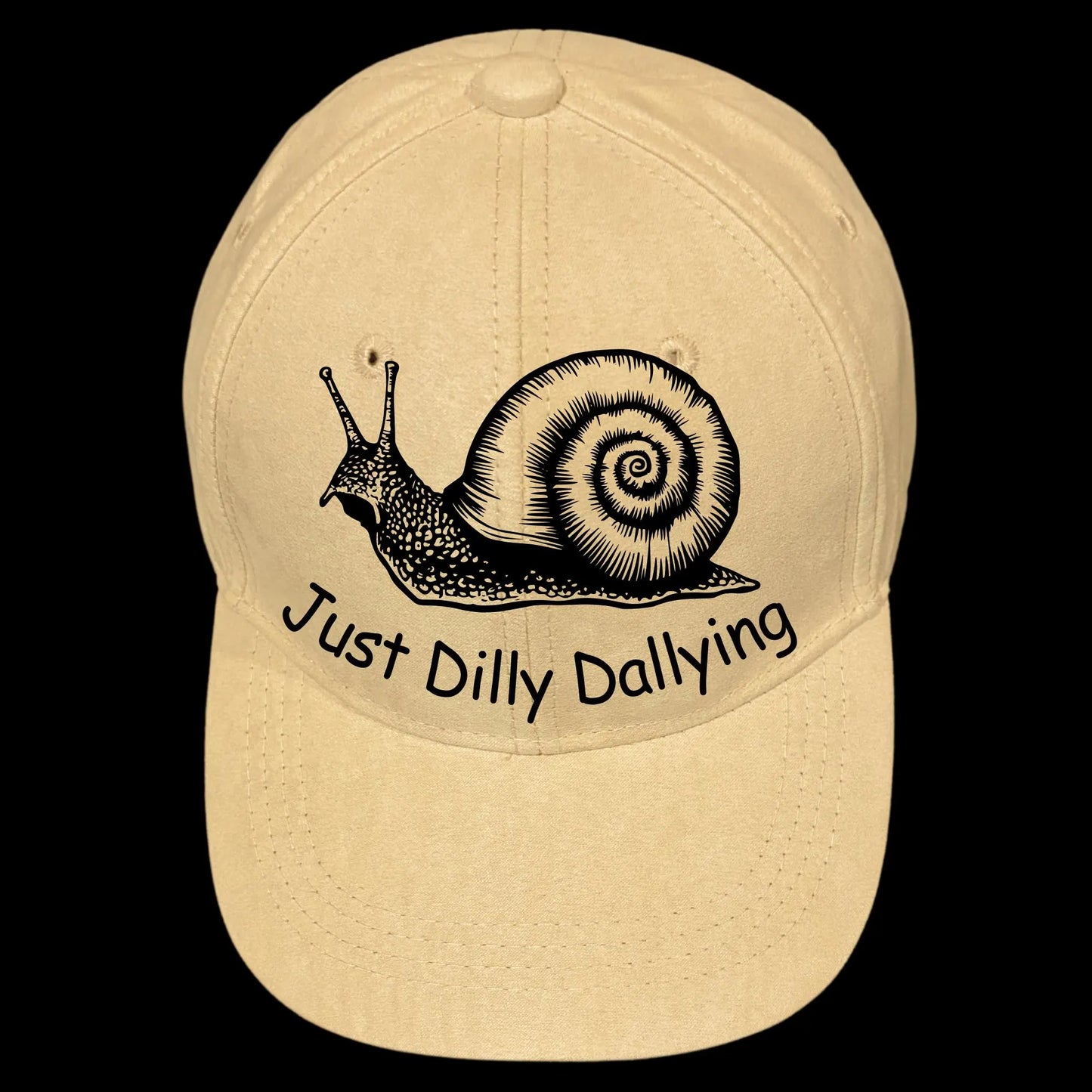 Just Dilly Dallying burned hat burning design on a baseball cap