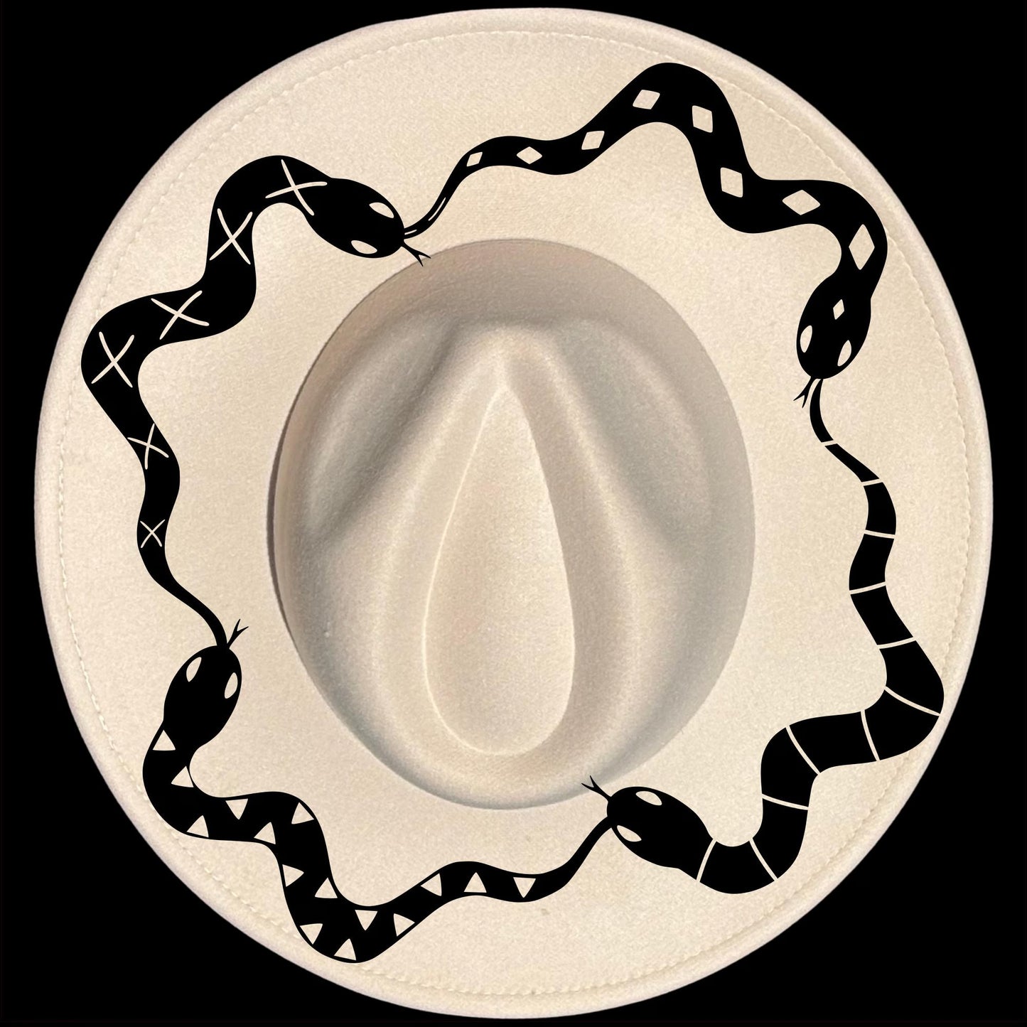 Snakes Alive burned hat burning design for wide brim hats