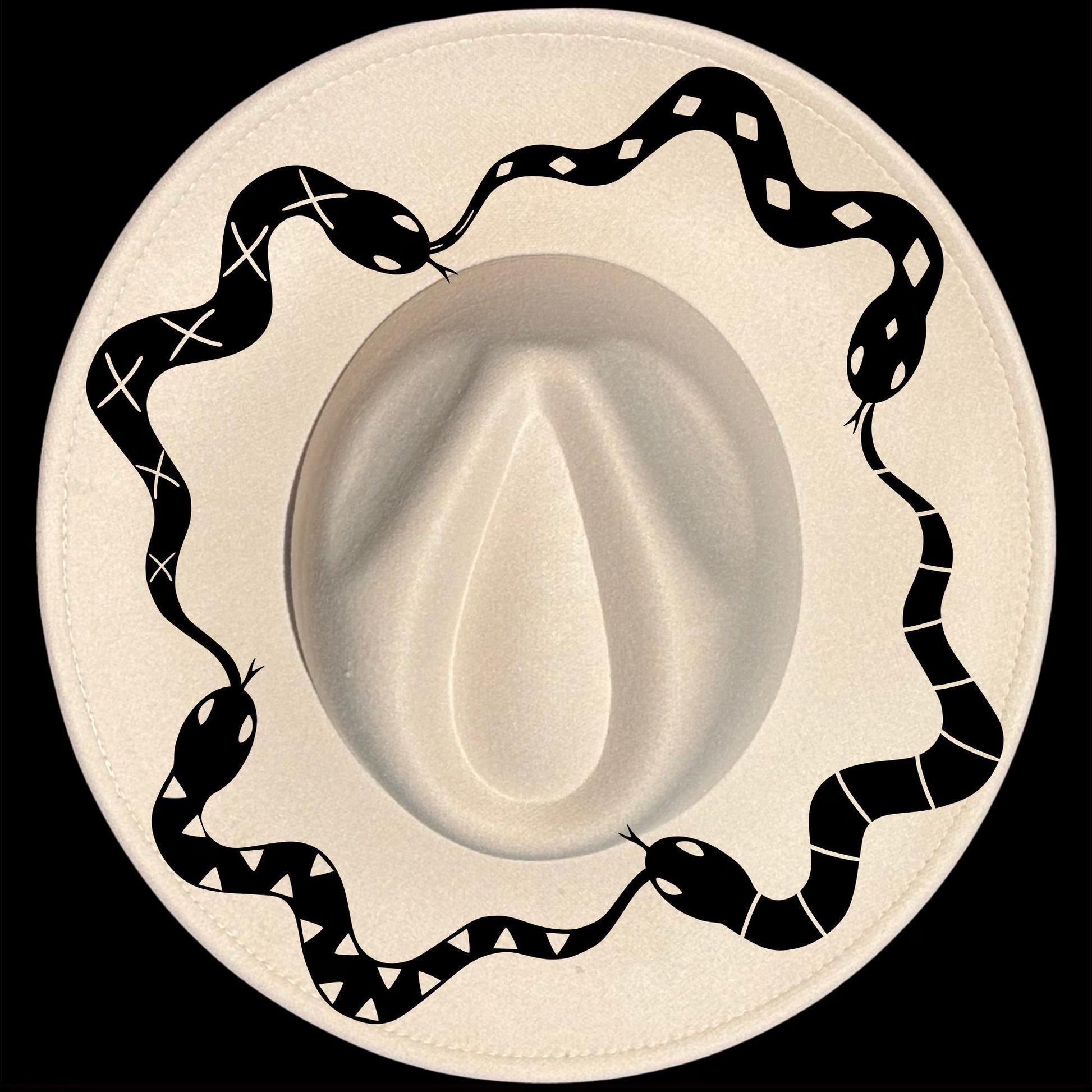 Snakes Alive burned hat burning design for wide brim hats