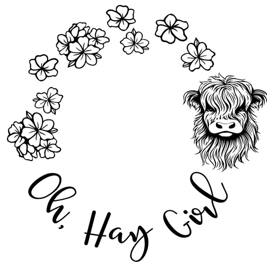 Oh Hay Girl hat burning design for wide brim hats