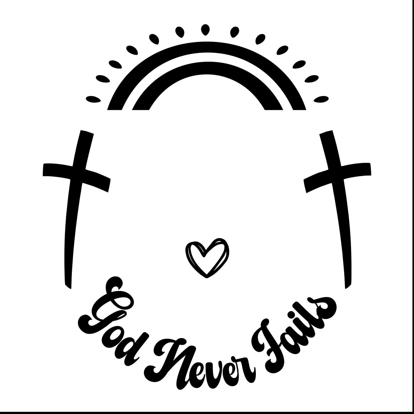 God Never Fails hat burning design for narrow brim hats.