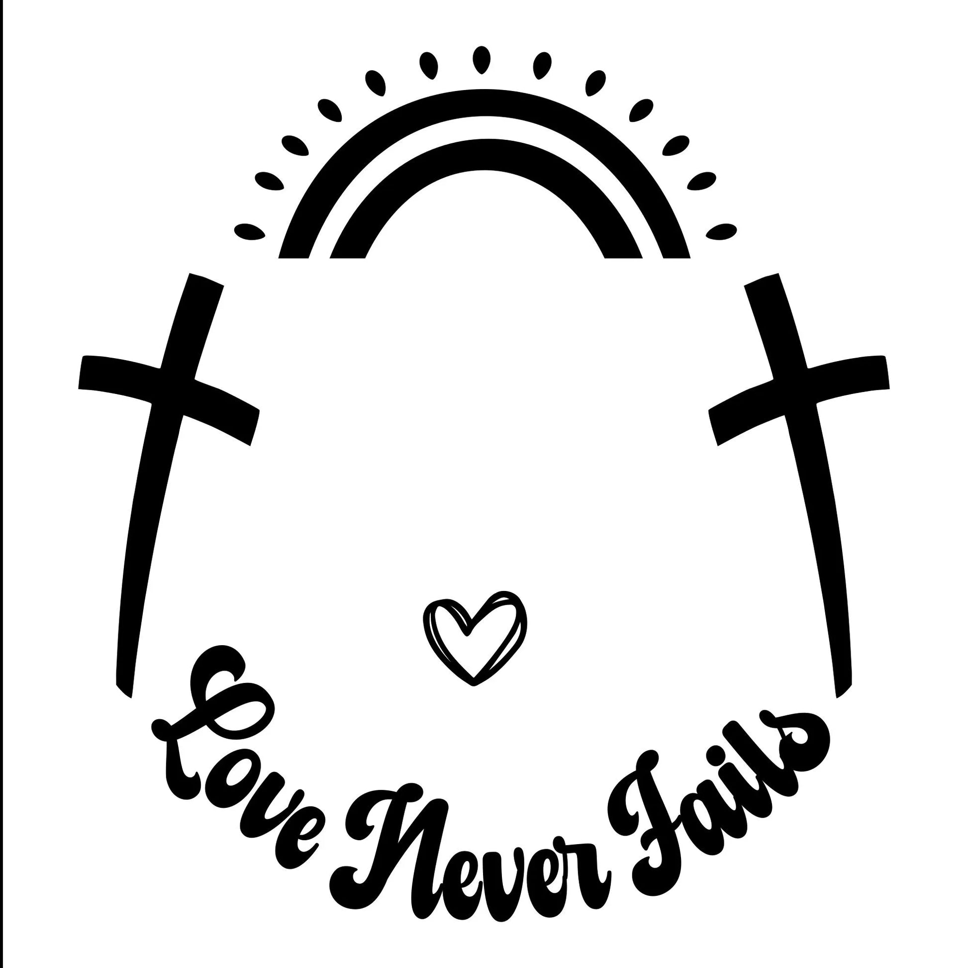 Love Never Fails hat burning design for wide brim hats.