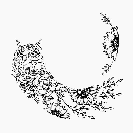 Sunflower Owl hat burning design for narrow brim hats.