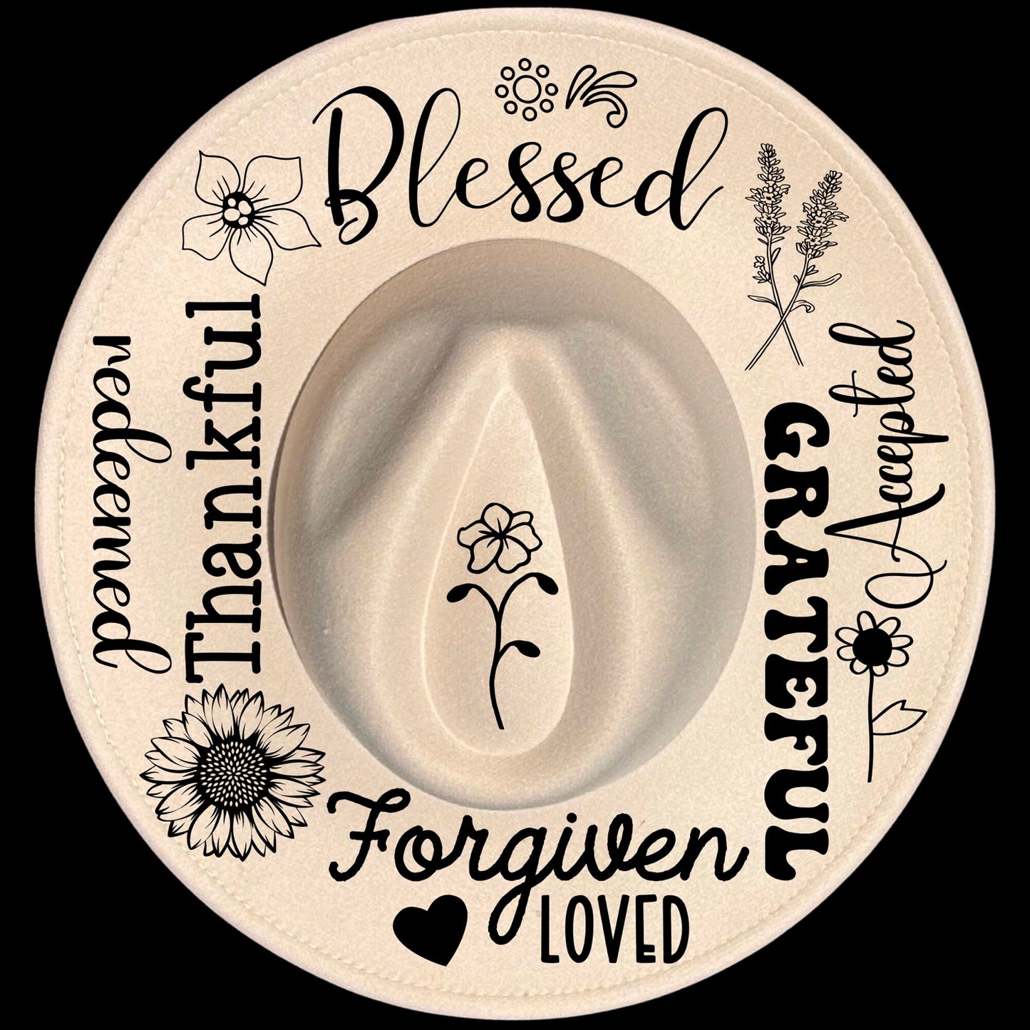 I Am Blessed design on a wide brim hat