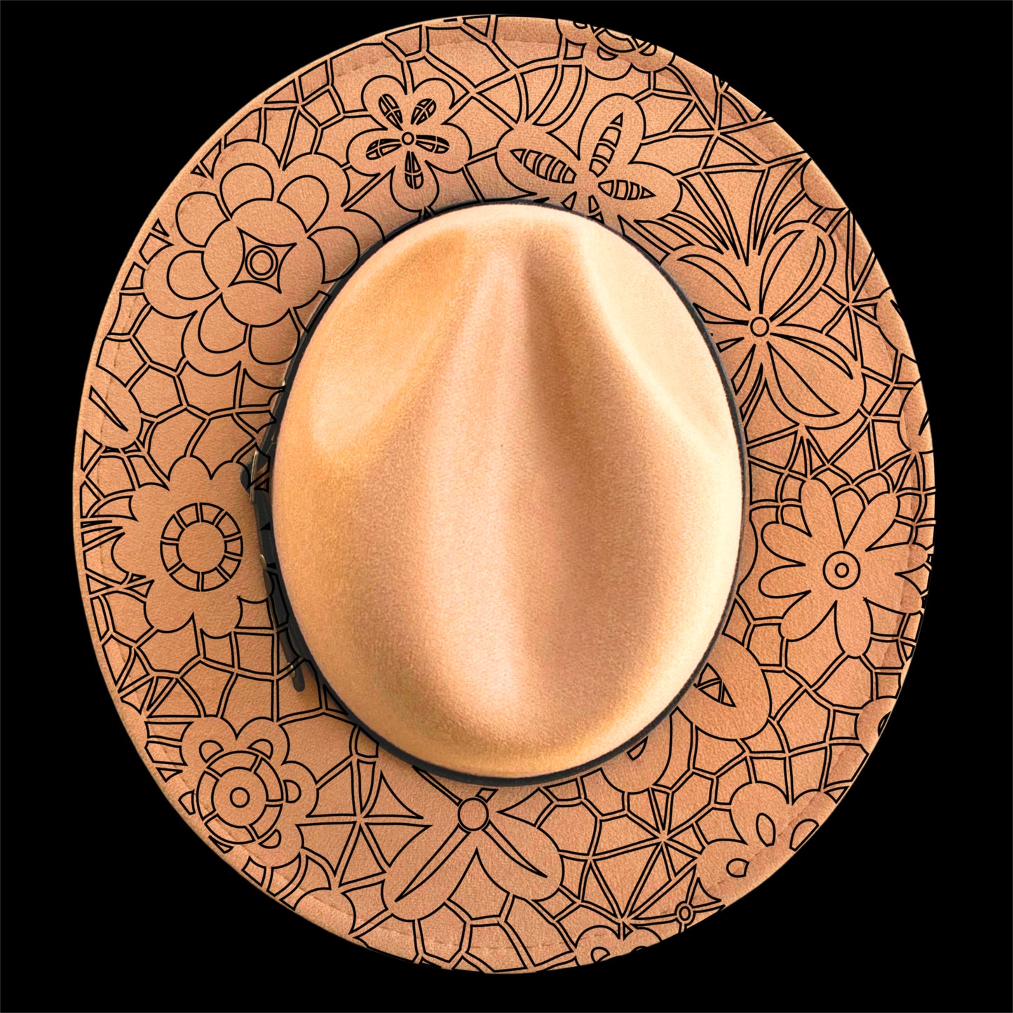 Lace Overlay design on a narrow brim hat