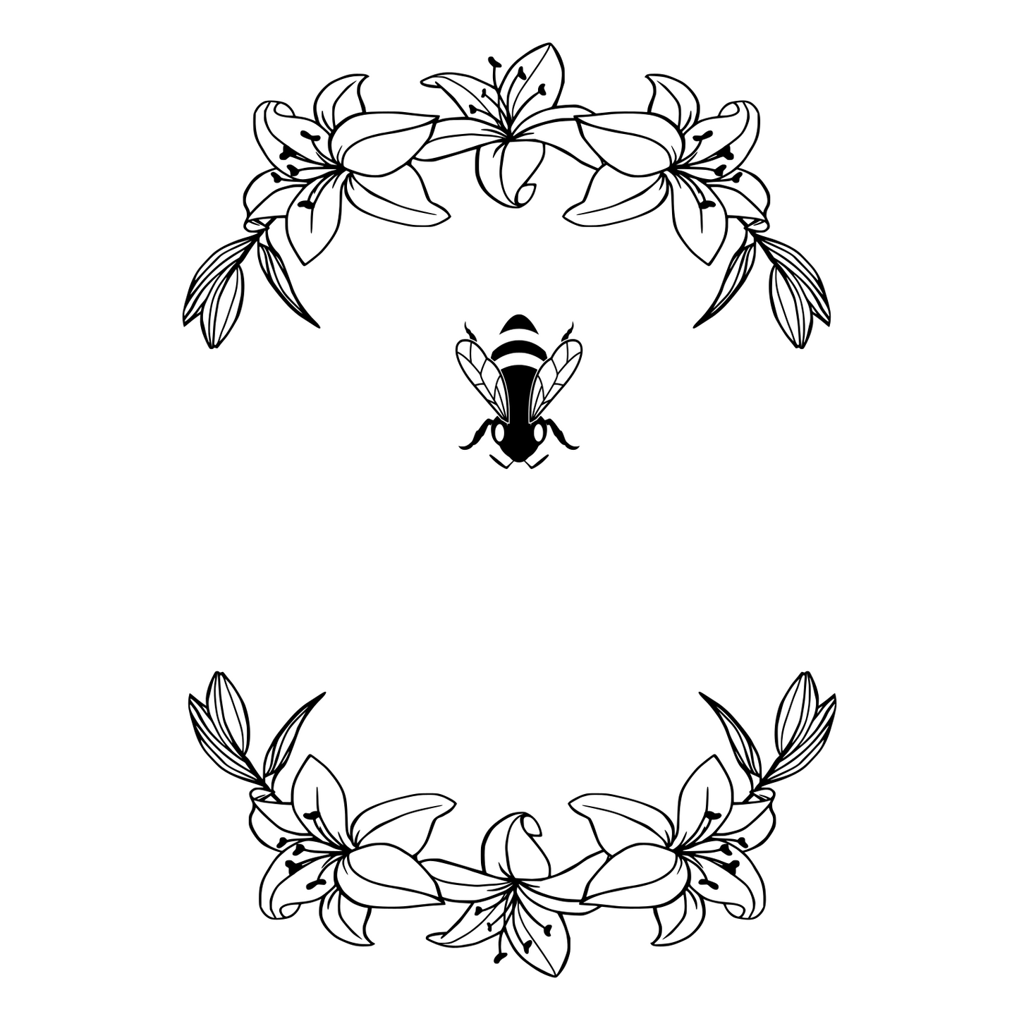 Lily Wreath With Bee hat burning design template